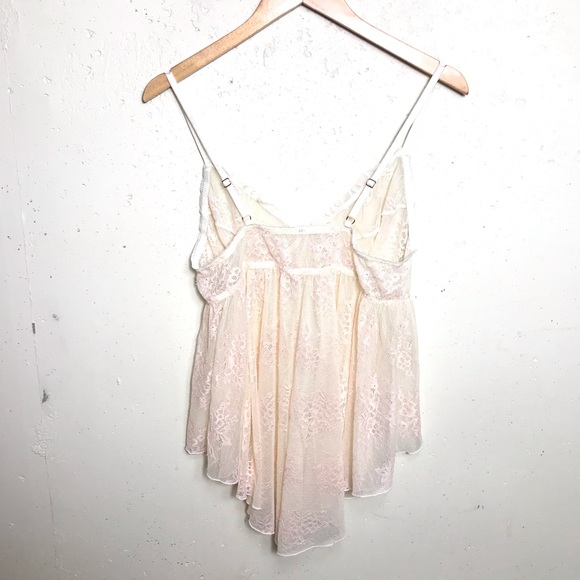 💫3 for $30🍒 Lace Floral Ivory Cream Sheer Tank Top Sexy - Picture 2 of 3